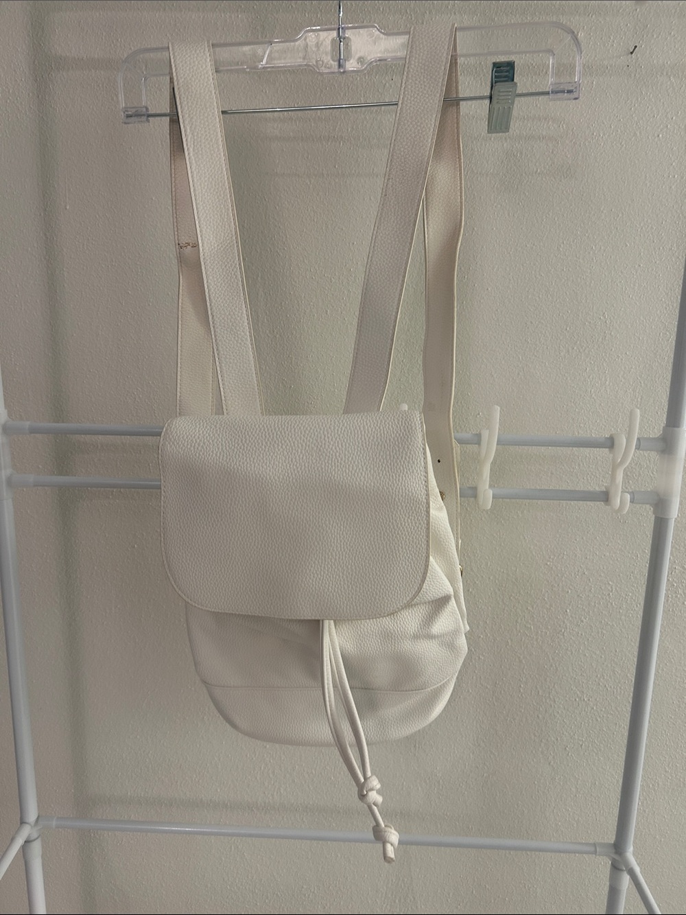 Forever 21 Cream Textured Drawstring Backpack